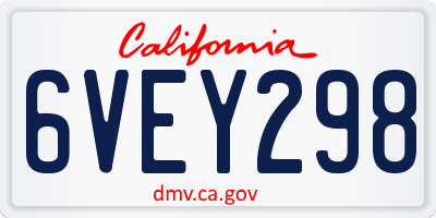 CA license plate 6VEY298