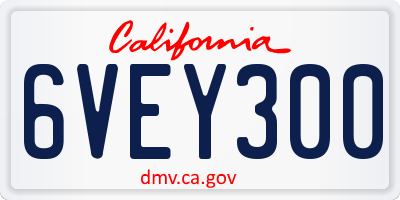 CA license plate 6VEY300