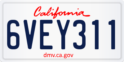 CA license plate 6VEY311