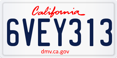 CA license plate 6VEY313