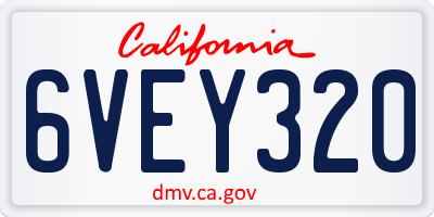 CA license plate 6VEY320