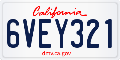 CA license plate 6VEY321
