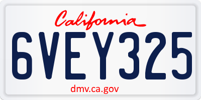 CA license plate 6VEY325