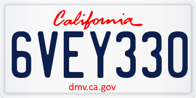 CA license plate 6VEY330