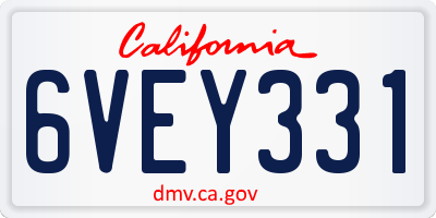 CA license plate 6VEY331