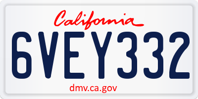 CA license plate 6VEY332