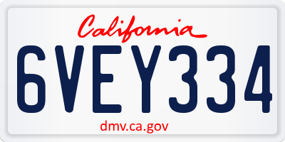 CA license plate 6VEY334