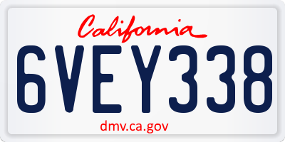 CA license plate 6VEY338