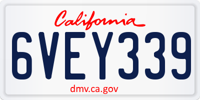 CA license plate 6VEY339
