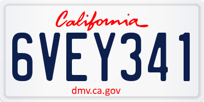 CA license plate 6VEY341