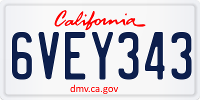 CA license plate 6VEY343