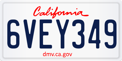 CA license plate 6VEY349
