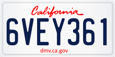 CA license plate 6VEY361