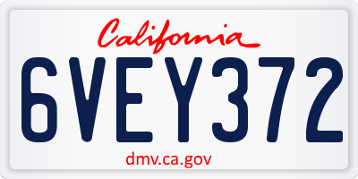 CA license plate 6VEY372