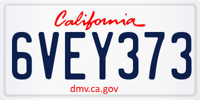 CA license plate 6VEY373