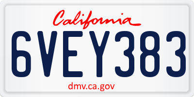 CA license plate 6VEY383
