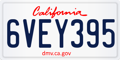 CA license plate 6VEY395