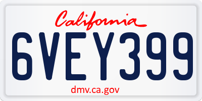 CA license plate 6VEY399