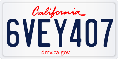 CA license plate 6VEY407
