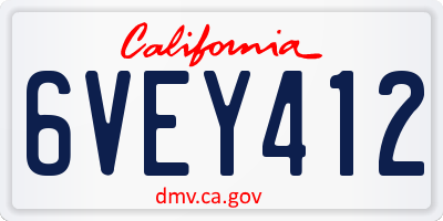 CA license plate 6VEY412