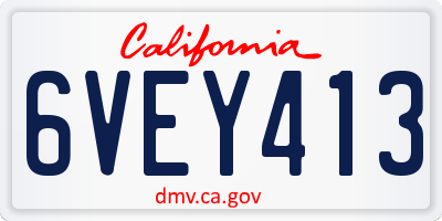 CA license plate 6VEY413