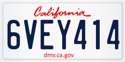 CA license plate 6VEY414