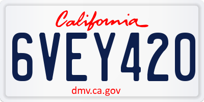 CA license plate 6VEY420