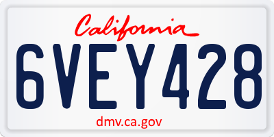 CA license plate 6VEY428