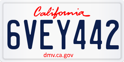CA license plate 6VEY442