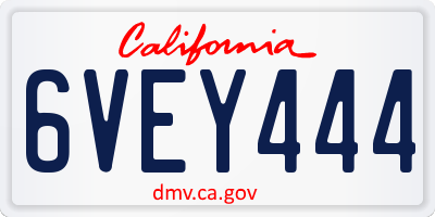 CA license plate 6VEY444