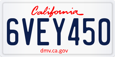CA license plate 6VEY450