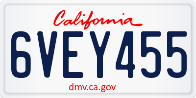 CA license plate 6VEY455