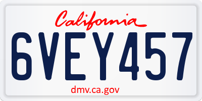 CA license plate 6VEY457