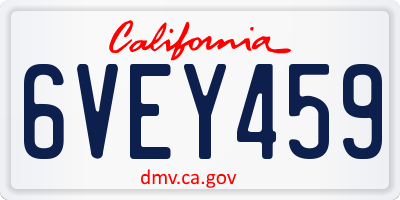 CA license plate 6VEY459