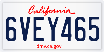 CA license plate 6VEY465