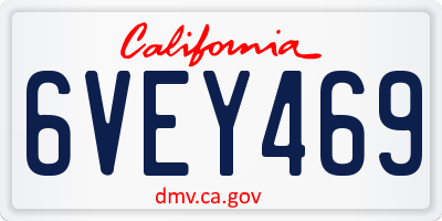 CA license plate 6VEY469