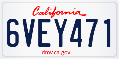 CA license plate 6VEY471