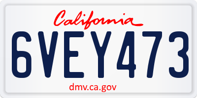 CA license plate 6VEY473