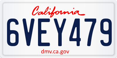 CA license plate 6VEY479