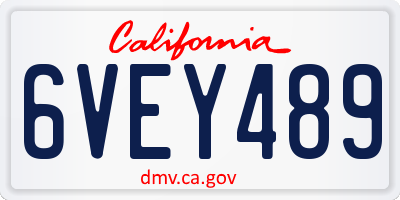 CA license plate 6VEY489