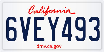 CA license plate 6VEY493
