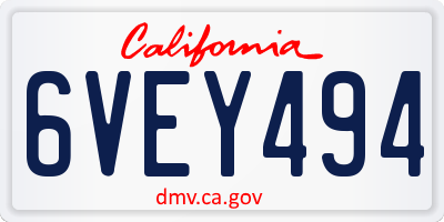 CA license plate 6VEY494