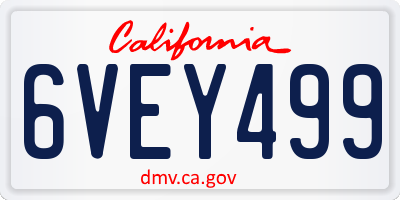 CA license plate 6VEY499