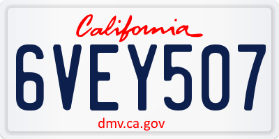 CA license plate 6VEY507