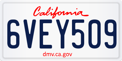 CA license plate 6VEY509