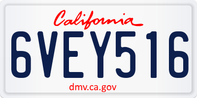 CA license plate 6VEY516