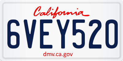 CA license plate 6VEY520