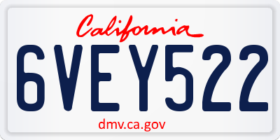 CA license plate 6VEY522