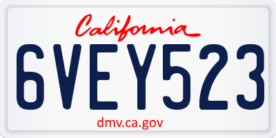 CA license plate 6VEY523