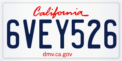 CA license plate 6VEY526